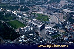 Aerial photo Spreebogen and Reichstag