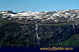 Aerial photo Waterfall in Hardangerfjord